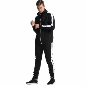 Conjunto de chándal de entrenamiento de dos piezas con cremallera y logotipo personalizado para hombre, pantalones de chándal de entrenamiento de gimnasia de invierno, sublimación con capucha inferior de talla grande - Product Image 5