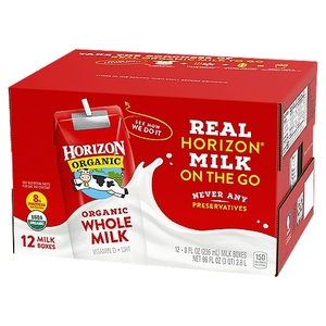 Horizon Organic 8 Oz. Cajas de leche entera de material PET estables, paquete de 12 para productos de alimentación para bebés y niños de 0 a 12 meses - Product Image 2