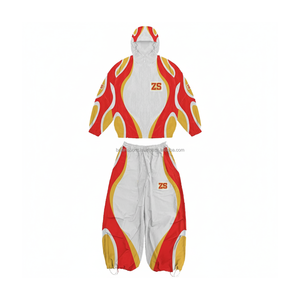 Juego de cortavientos GSM 210 de alta calidad, tela de nailon duradera, paneles de llama roja y amarilla, bordado ligero o logotipo impreso de talla grande - Product Image 1