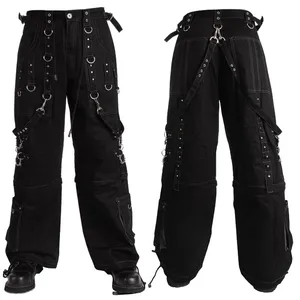 Bán Buôn 2024 Biểu Tượng Tùy Chỉnh Màu Rắn Unisex Gothic Quần Thoáng Khí Khóa Baggy Quần Cotton Người Đàn Ông Vận Chuyển Hàng Hóa Jogger Quần OEM