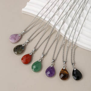 Pendentif de luxe fait à la main en argent Sterling multicolore 9X12mm forme de poire multicolore pour ensemble de bijoux de mode pour hommes avec femmes - Product Image 5