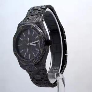 Montre de luxe en diamant Moissanite entièrement glacée avec double fuseau horaire et sous-cadran Bracelet en acier inoxydable de qualité supérieure pour hommes élégants - Product Image 5
