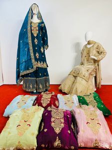 Jimy Chu ชุดเดรสลำลองดีไซน์ใหม่สุดพิเศษเคเคนพลาโซประดับเพชรจาร์สโตน dupatta 7ดีไซน์9สี
