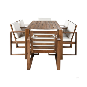 Ensemble de salle à manger d'extérieur moderne en teck massif, table et chaises de jardin, meubles d'extérieur avec coussins - Product Image 3