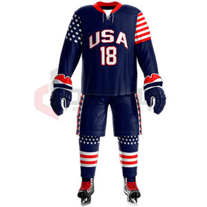 Conjunto de Jersey de hockey sobre hielo de poliéster personalizado de alta calidad, impresión por sublimación y logotipo bordado, uniforme de hockey sobre hielo personalizado - Product Image 2