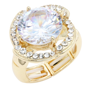 Oro placcato chiaro pietra CZ anelli di fiori elasticizzati alla moda stile religioso ovale taglio intarsio forma geometrica per bambini cristiani - Product Image 2