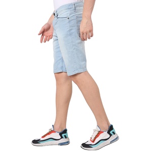 Pantalones cortos de mezclilla personalizados al por mayor, baratos, con corte y costura, dobladillo sin rematar, desgastados, lavado ácido, para hombre - Product Image 3