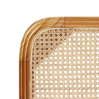 Tête de lit moderne extensible et réglable en teck massif avec rotin tressé écologique pour chambre à coucher intérieure