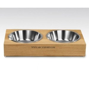 Comedero para Perros de Madera y Acero Inoxidable de la Nueva Colección Farmhouse, Calidad Exclusiva, Tamaño Grande, Hogar y Jardinería - Product Image 1