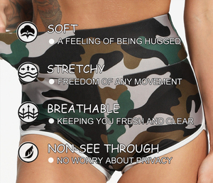 กางเกงขาสั้นเอวสูงแบบปรับแต่งได้สำหรับผู้หญิงกางเกงรัดหน้าท้องระบายอากาศได้ดีมีลายมัดย้อมสี - Product Image 4