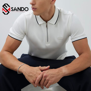 Camisetas de hombre de diseño personalizado de alta calidad para verano tela de punto transpirable con patrón de letras impresas solapa de Golf transpirable - Product Image 3