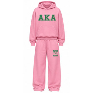 Ensemble de survêtement rose à capuche Alpha Kapa Alpha pour homme, pantalon de survêtement long, tenue décontractée d'hiver, 100 % coton, coupe ample, grandes tailles, maternité - Product Image 2
