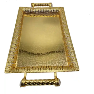 <b>Decorative</b> Modern Metal Serving Tray Handmade Eco-Friendly <b>Table</b> <b>Top</b> Tray for Wedding & Diwali High Quality - Product Image 6