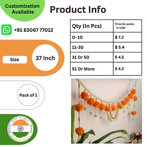 Divyakosh truyền thống 37 inch Cửa Treo bandhanwar handmade Cúc Vạn Thọ hoa với <span class=keywords><strong>moti</strong></span> toran cho trang trí nội thất cho Diwali - Product Image 3