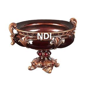 Custom Finished Round Deep Fruit Server <b>Bowl</b> With Embossed Design Table Top Handmade Decorative Metal Fruit <b>Serving</b> Steel <b>Bowl</b> - Product Image 1