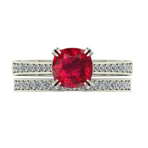 แหวนทองคำ14 K ประดับเพชรสีแดงประดับด้วยเม็ดเพชรรูปทรงเบาะ - Product Image 5