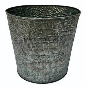 Maceta redonda galvanizada de color gris y maceta con calidad superior, maceta decorativa grande para jardín interior y exterior - Product Image 6