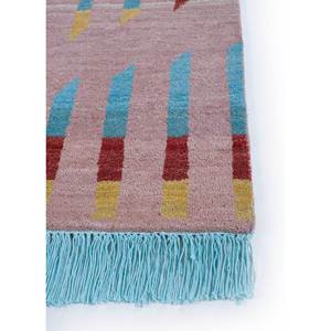 Alfombra Freedom Manchaha Rosa y Morada, Tejida a Mano con Lana y Seda de Bambú, Patrón Geométrico, Tamaño 9x12, para Decoración de Sala de Estar Juvenil - Product Image 4