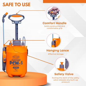 Pulvérisateur agricole manuel réglable de cinq litres avec fonction haute pression de réservoir en plastique robuste alimenté par batterie - Product Image 2