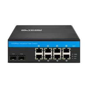 8 Port Industrial Network Switch 8 RJ45 POE +2 SC POE Media Converter -40 to 80 Degrees Camera POE Switch IP 40