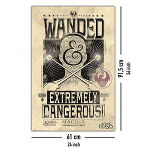 Affiche de style moderne Les Animaux Fantastiques, motif Wanded et extrêmement dangereux, en toile avec cadre noir pour fixation murale - Product Image 4