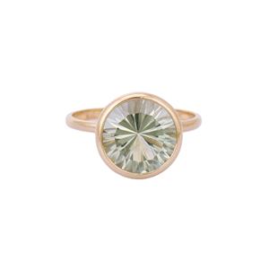 18K แข็งสีเหลืองแหวนทองสำหรับผู้หญิงเครื่องประดับที่กำหนดเองขายส่งแนวโน้มเครื่องประดับแฮนด์เมดธรรมชาติรอบอเมทิสต์สีเขียวแหวน - Product Image 1