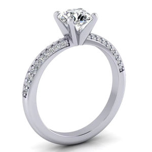 Solid Gold 14K Baguette Natural Diamond <b>Split</b> Shank <b>Ring</b> Custom Pave Band Engagement Rhodium Wedding Party Luxury Fine Jewelry - Product Image 1