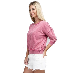 Sudaderas de Cuello Ancho con Hombros Caídos, Lavadas al Ácido, Desteñidas por el Sol, de Alta Calidad para Mujer, Invierno y Otoño, 100% Algodón - Product Image 3
