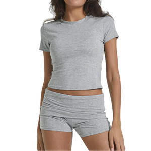 ชุดวอร์มเนื้อผ้าสัมผัสนุ่มสำหรับผู้หญิงชุดวอร์มฤดูร้อนออกแบบโลโก้ได้ตามต้องการ - Product Image 5