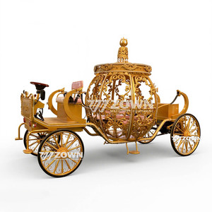 Carrosse de mariage électrique doré Royal Cendrillon avec 4 roues et de belles lumières - Product Image 1