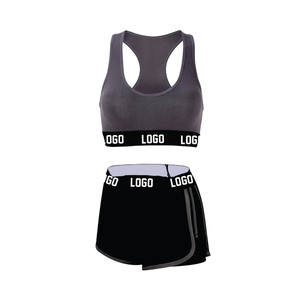 ชุดกางเกงขาสั้นและบราของผู้หญิงผ้าไนลอนสแปนเด็กซ์สีล้วนเสื้อผ้ากีฬาวิ่งออกกำลังกายเล่นโยคะฟิตเนสยิม - Product Image 3