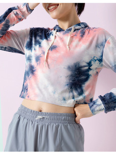 เสื้อฮู้ดกันหนาวมัดย้อมสำหรับผู้หญิงเสื้อครอปแบบมีฮู้ดสีและขนาดที่กำหนดเองสำหรับฤดูหนาวดีไซน์ล่าสุด - Product Image 3