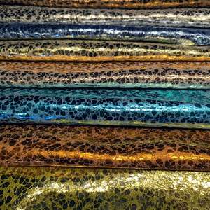 ICE DELUXE-Piel de vaca en relieve con efecto hielo agrietado, cuero metálico, acabado iridiscente para zapatos de lujo, bolsos, accesorios de moda - Product Image 4