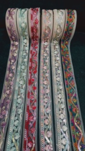 Multicolor <b>Embroidered</b> Sequin Lace Trim on Net Base Decorative Border for Sarees, Lehengas, Dresses, Dupattas & Craft Projects - Product Image 2