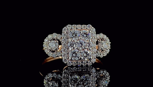 Bague de fiançailles en diamant de laboratoire de 0,50 CTW, certifiée SGL, or massif 14 carats, design multi rangs - Product Image 2