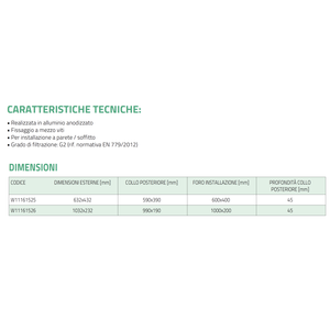 Rejilla de Retorno de Aluminio Anodizado Tecnosystemi con Filtro Extraíble para Sistemas de Aire Acondicionado de Falso Techo - Product Image 3