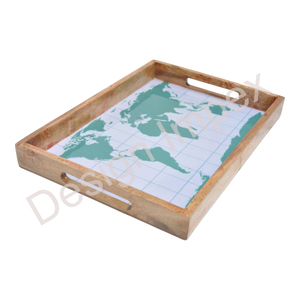 Tendance monde large impression plateau rectangulaire émail fini meilleure vente plateau de service en bois à la mode Restaurants plateaux décor à la maison - Product Image 1