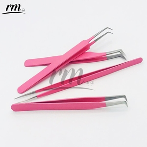 RMI Régulier Rose Poudre Enduit Couleur Argent Polonais Point Pince À Cils En Acier Inoxydable De Haute Qualité Volume Personnalisé Cils - Product Image 6