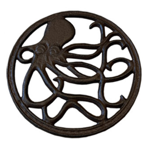 Dessous de plat en métal gris foncé avec motif ovale et géométrique imbriqué pour la protection des surfaces de cuisine disponibles en gros - Product Image 6