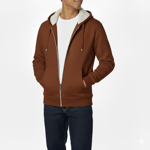 490gsm coton français éponge sweat à capuche zippé surdimensionné hommes Streetwear broderie poids lourd fermeture éclair à capuche OEM - Product Image 1