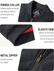 Chaqueta de bombardero de calidad superior para hombre, cazadora cálida para otoño e invierno, abrigos acolchados informales con cremallera completa - Product Image 4