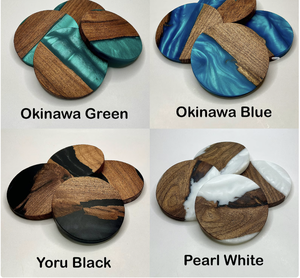 Sous-verres en bois et résine époxy, sous-verres en bois avec bord en résine pour boissons, café, thé - Product Image 5