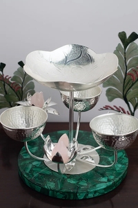 สินค้าขายดี ชามตกแต่งหินธรรมชาติสีเงินและทองเหลือง - Product Image 5