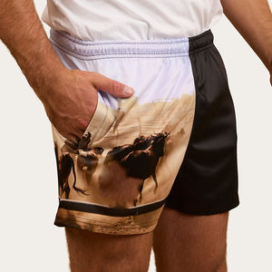 Vente en gros directe d'usine de shorts de rugby 100% polyester avec logo personnalisé deux tons poche zippée avec double couture - Product Image 3