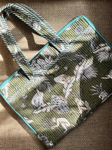 Green 15 Inch Handblock Quilted Cotton <b>Laptop</b> <b>Bag</b> Durable Vintage Business Style with Waterproof Feature for Daily Use Office - Product Image 2