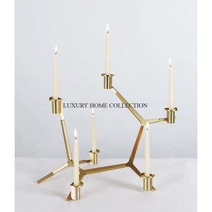 Premium Quality Leaf Shape Table Top Indoor Home Decoration Lightening Candle Holders Set of 2 Aluminum and Marble <b>Candlestick</b> - Product Image 6