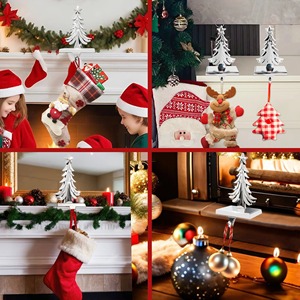 Soporte de calcetín de Navidad de Metal bronce Vintage para chimenea, estante colgante festivo para vacaciones, Organizador - Product Image 5