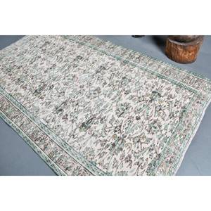 Tapis turc vintage 5.1x8,7 pieds blanc vert Patchwork Design laine matériel Latex support Style Tabriz pour la maison salon chambre à coucher - Product Image 4