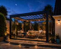 Casas Modernas de Paneles Sándwich con Cerramiento de Vidrio, Casa Prefabricada con Patio, Espacio de Vida al Aire Libre, Diseño Rectangular Impermeable