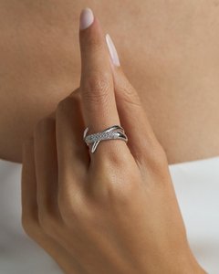 Anillo de Cóctel de Plata de Ley 925 con Circonita Blanca Natural y Baño de Oro Vermeil, Anillo Abierto con Engaste de Puntas, Joyería Fina para Mujer, Gran Venta - Product Image 6